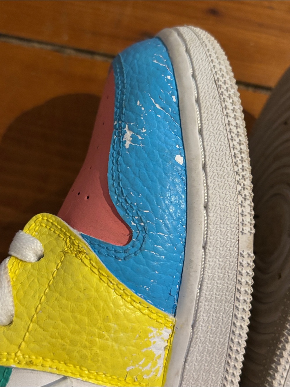 Nike Kids Multicolor Mid-Top Sneakers - White, Pink, Blue, Yellow, Green - Picture 9 of 11